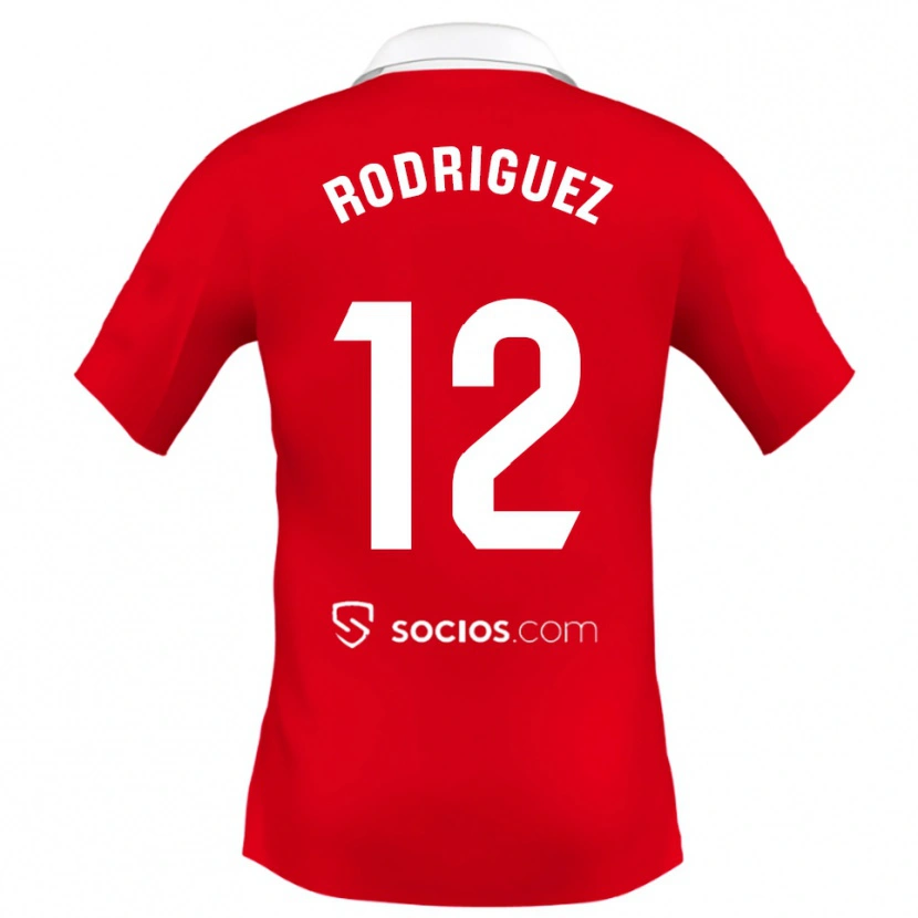 Danxen Mænd Lucía María Rodríguez Herrero #12 Rød Hvid Grå Udebane Spillertrøjer 2025/26 Trøje T-Shirt