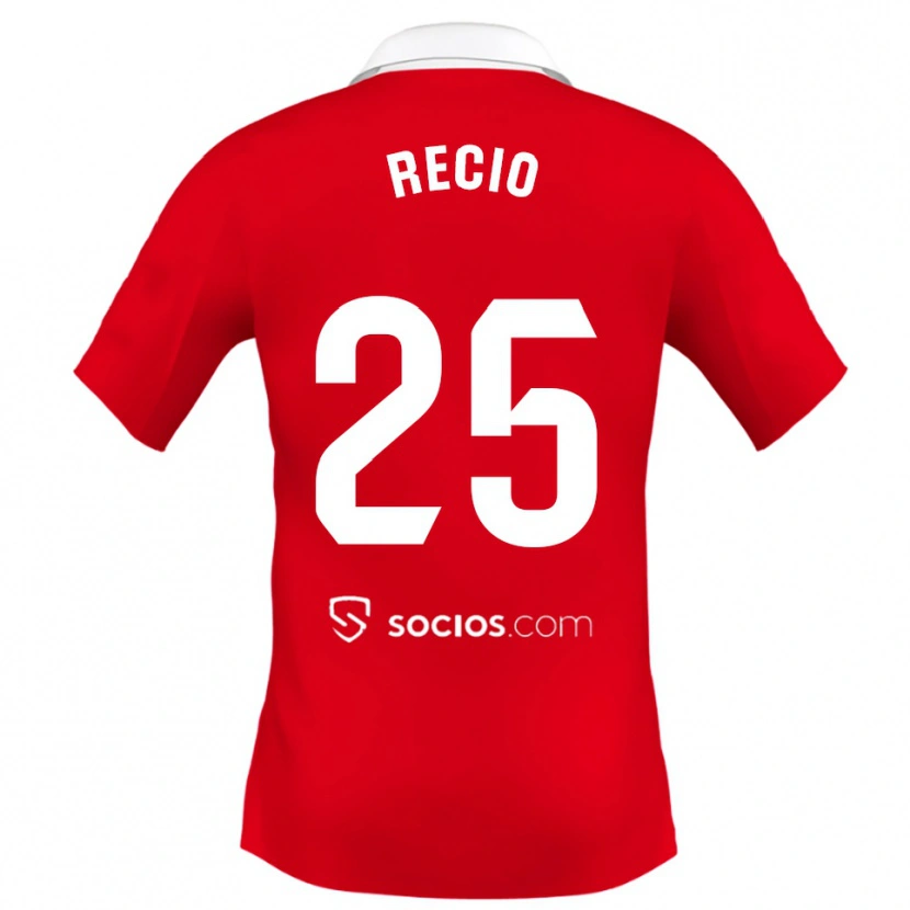 Danxen Mænd Sergio Recio #25 Rød Hvid Grå Udebane Spillertrøjer 2025/26 Trøje T-Shirt