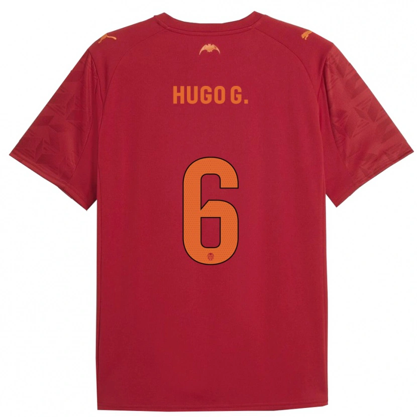 Danxen Mænd Hugo Guillamón #6 Rød Orange Udebane Spillertrøjer 2025/26 Trøje T-Shirt