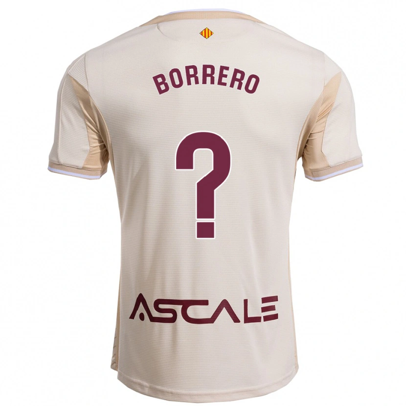 Danxen Mænd Juanma Borrero #0 Off-White Bordeaux Udebane Spillertrøjer 2025/26 Trøje T-Shirt