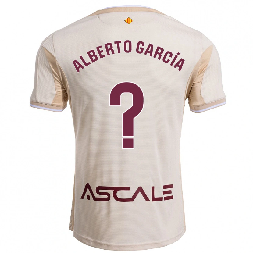 Danxen Mænd Alberto García #0 Off-White Bordeaux Udebane Spillertrøjer 2025/26 Trøje T-Shirt