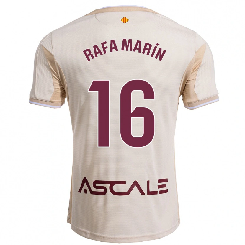 Danxen Mænd Rafa Marín #16 Off-White Bordeaux Udebane Spillertrøjer 2025/26 Trøje T-Shirt