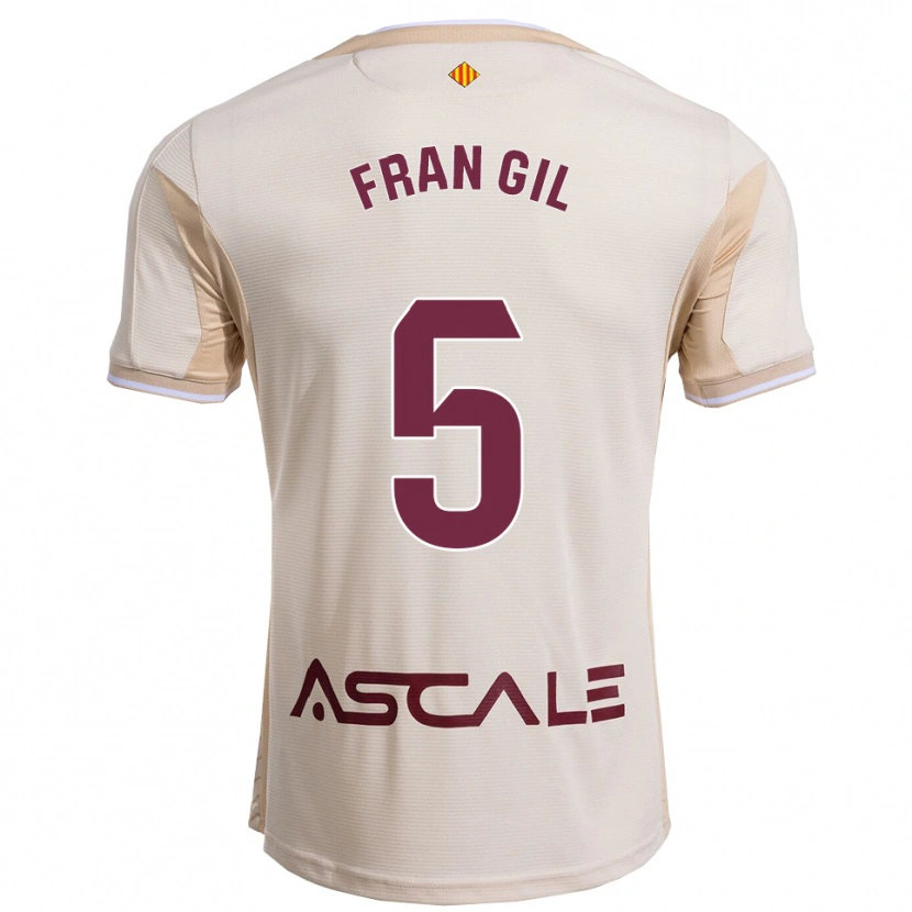 Danxen Mænd Fran Gil #5 Off-White Bordeaux Udebane Spillertrøjer 2025/26 Trøje T-Shirt