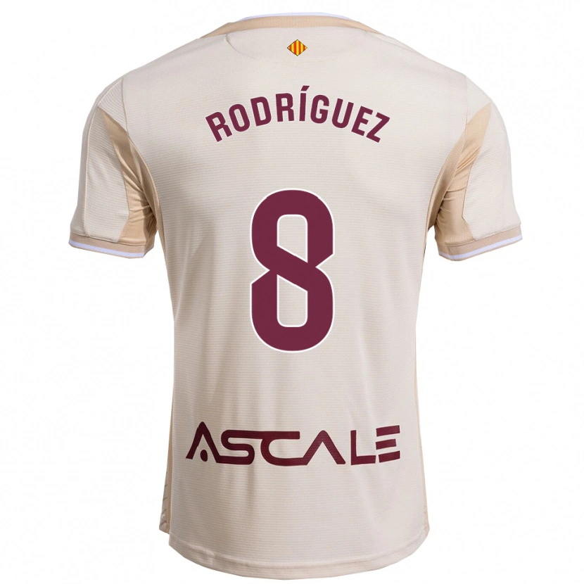 Danxen Mænd Unai Rodríguez #8 Off-White Bordeaux Udebane Spillertrøjer 2025/26 Trøje T-Shirt