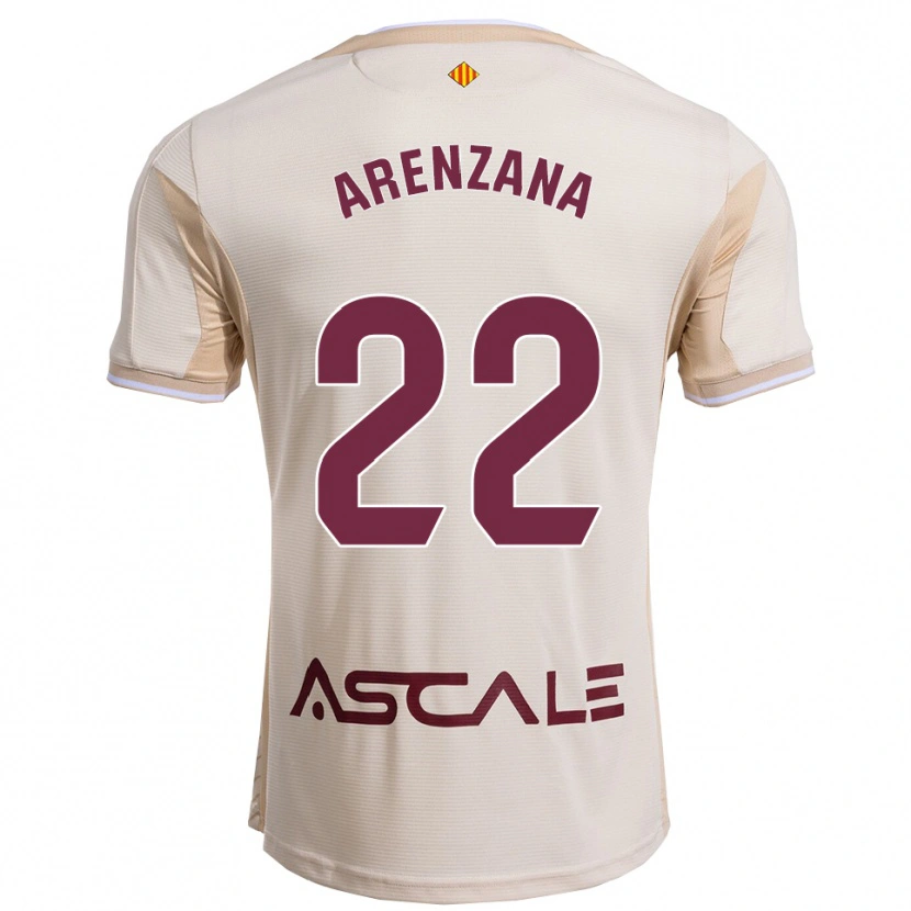 Danxen Mænd Pablo Arenzana #22 Off-White Bordeaux Udebane Spillertrøjer 2025/26 Trøje T-Shirt