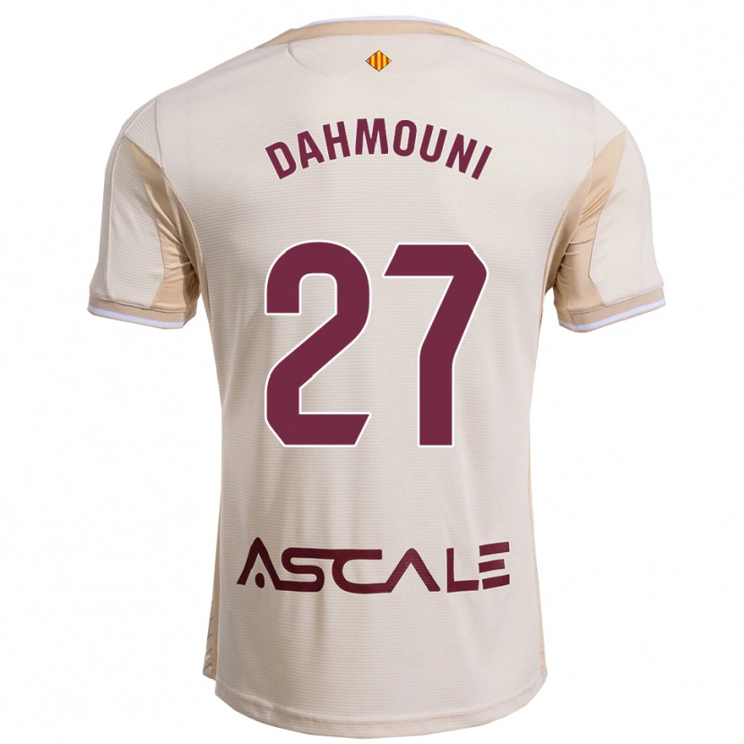 Danxen Mænd Moha Dahmouni #27 Off-White Bordeaux Udebane Spillertrøjer 2025/26 Trøje T-Shirt