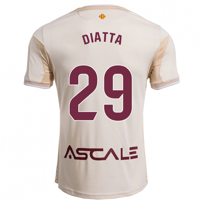 Danxen Mænd Alassane Diatta #29 Off-White Bordeaux Udebane Spillertrøjer 2025/26 Trøje T-Shirt