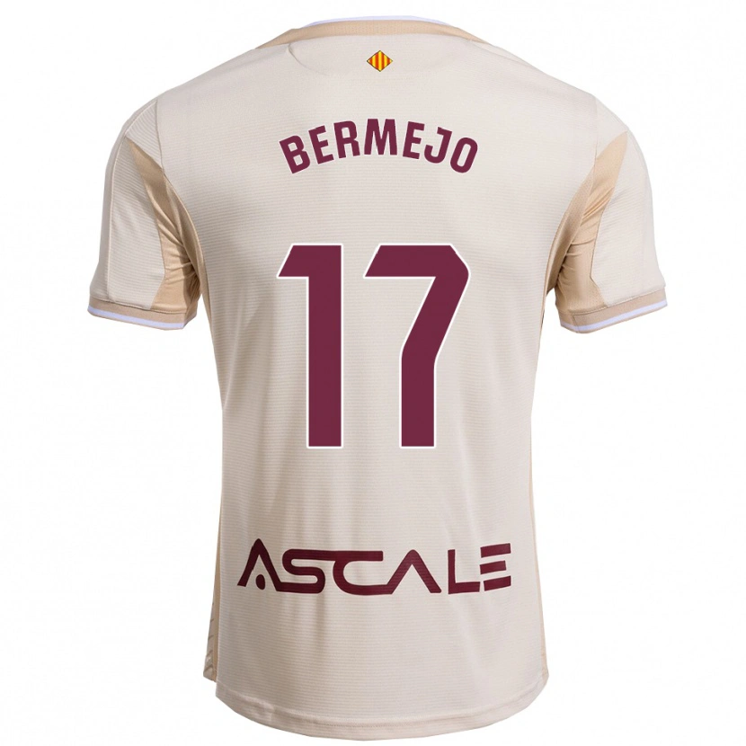 Danxen Mænd Celso Bermejo #17 Off-White Bordeaux Udebane Spillertrøjer 2025/26 Trøje T-Shirt