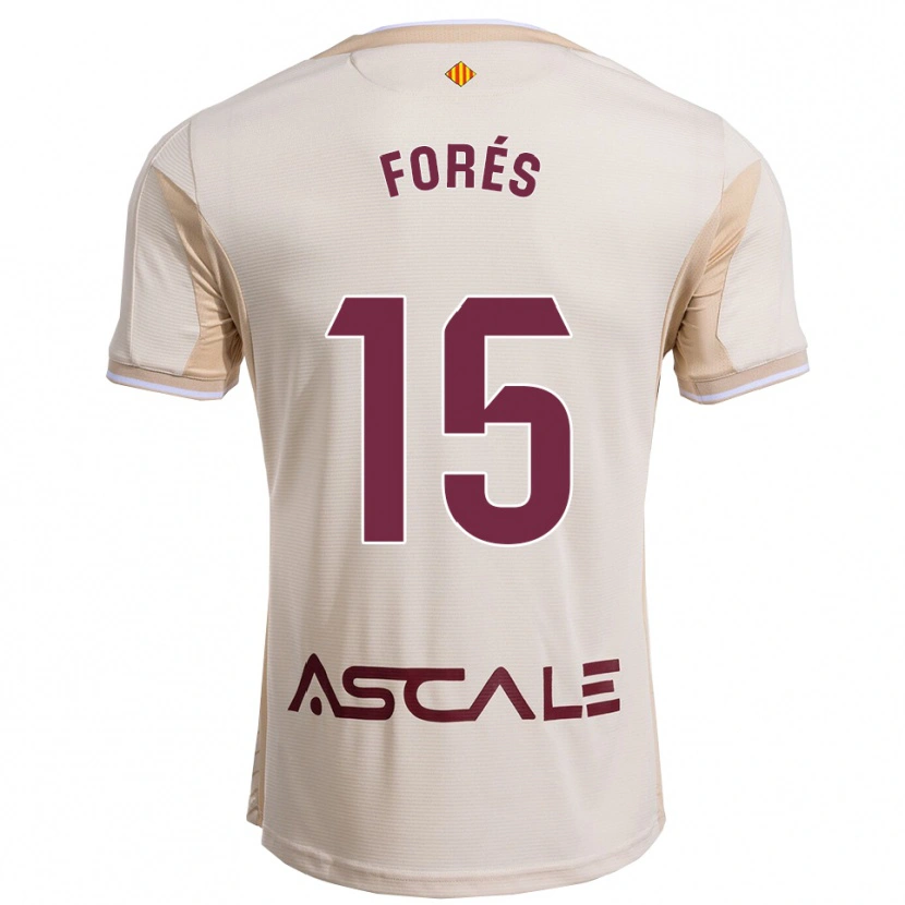 Danxen Mænd Arnau Forés #15 Off-White Bordeaux Udebane Spillertrøjer 2025/26 Trøje T-Shirt