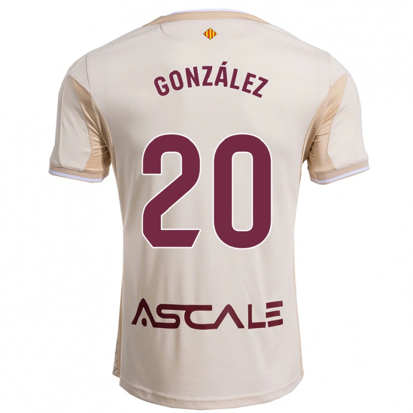 Danxen Mænd Marcos González #20 Off-White Bordeaux Udebane Spillertrøjer 2025/26 Trøje T-Shirt