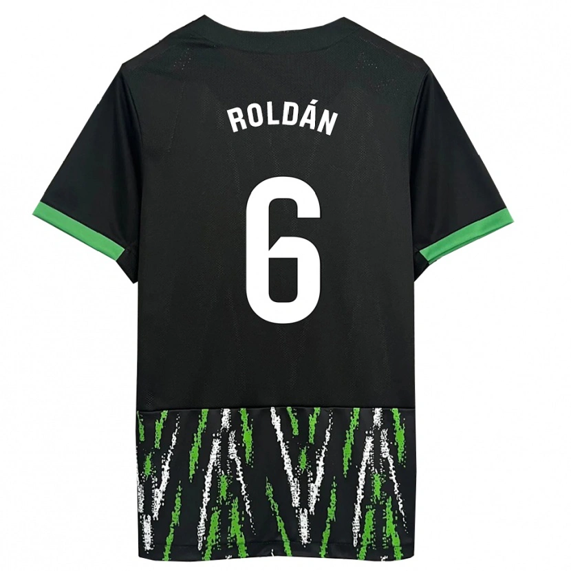Danxen Mænd Luis Roldán #6 Sort Grøn Udebane Spillertrøjer 2025/26 Trøje T-Shirt