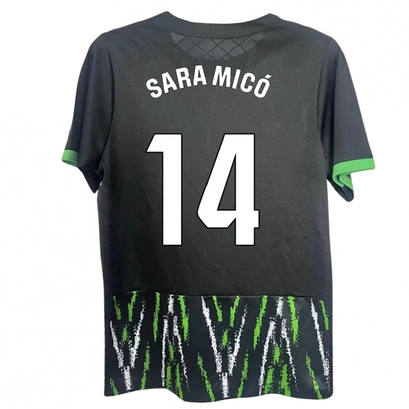 Danxen Mænd Sara Micó Soler #14 Sort Grøn Udebane Spillertrøjer 2025/26 Trøje T-Shirt