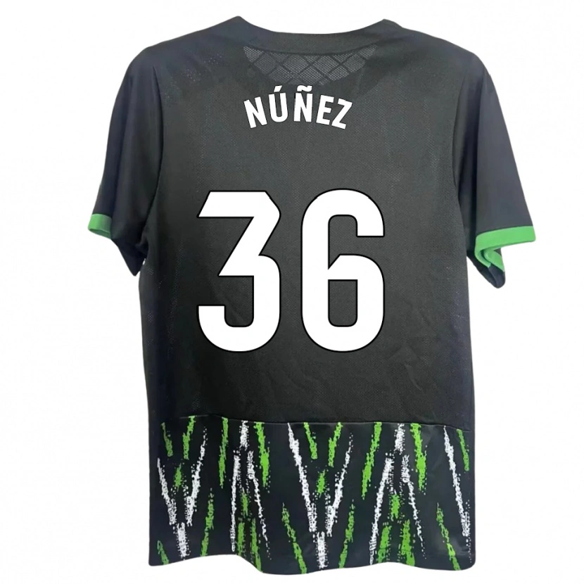 Danxen Mænd Rafa Núñez #36 Sort Grøn Udebane Spillertrøjer 2025/26 Trøje T-Shirt