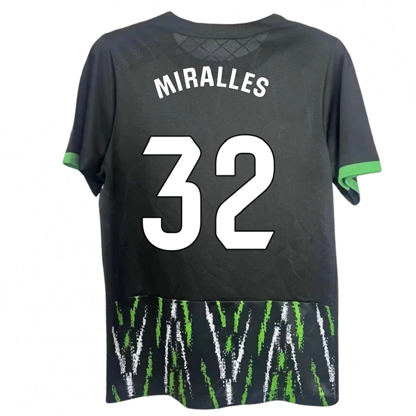 Danxen Mænd Álvaro Miralles #32 Sort Grøn Udebane Spillertrøjer 2025/26 Trøje T-Shirt