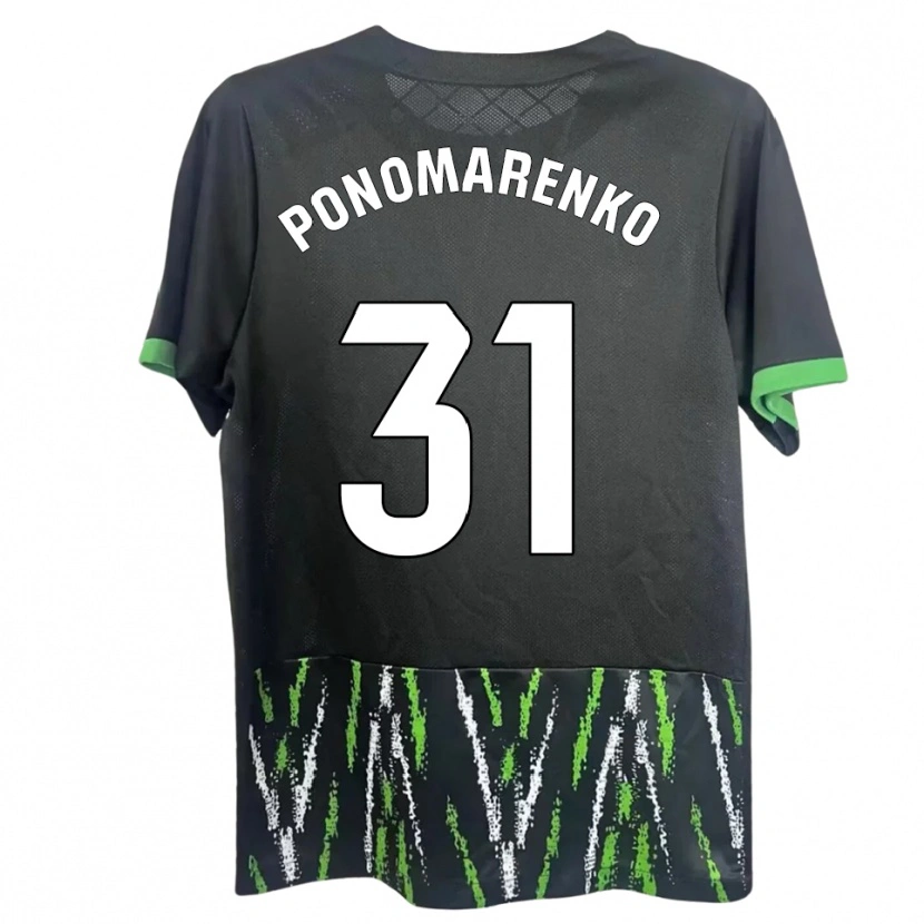 Danxen Mænd Borys Ponomarenko #31 Sort Grøn Udebane Spillertrøjer 2025/26 Trøje T-Shirt