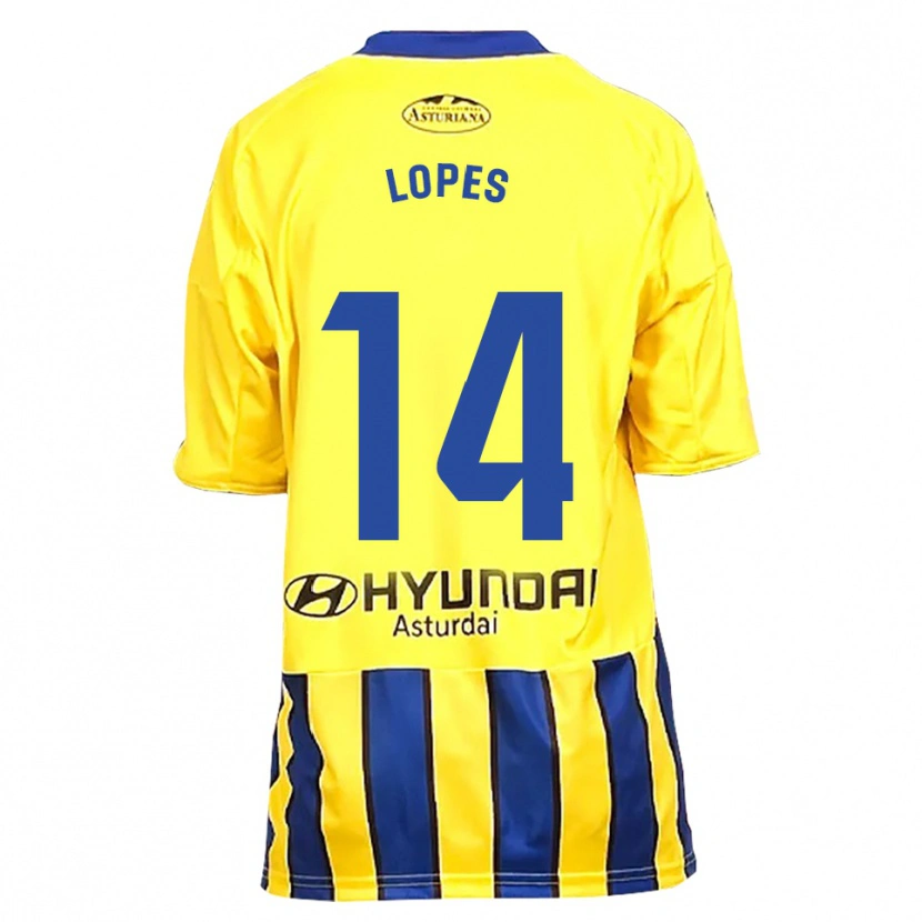 Danxen Mænd Adrián Lopes #14 Gul Blå Udebane Spillertrøjer 2025/26 Trøje T-Shirt
