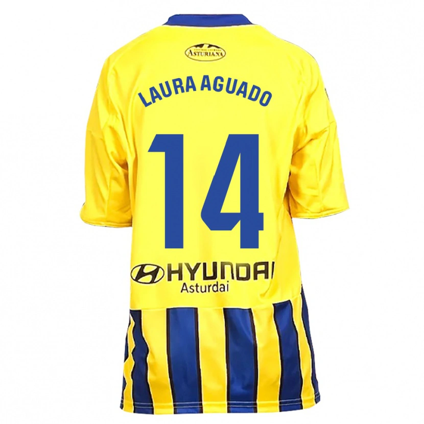 Danxen Mænd Laura Aguado #14 Gul Blå Udebane Spillertrøjer 2025/26 Trøje T-Shirt