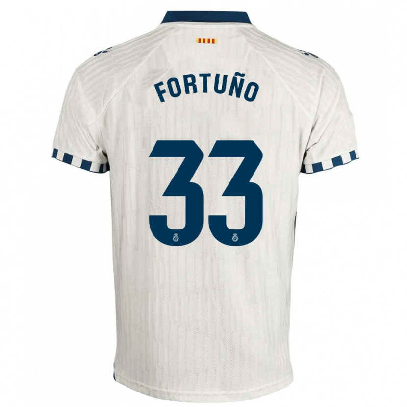 Danxen Mænd Ángel Fortuño #33 Hvid Blå Udebane Spillertrøjer 2025/26 Trøje T-Shirt