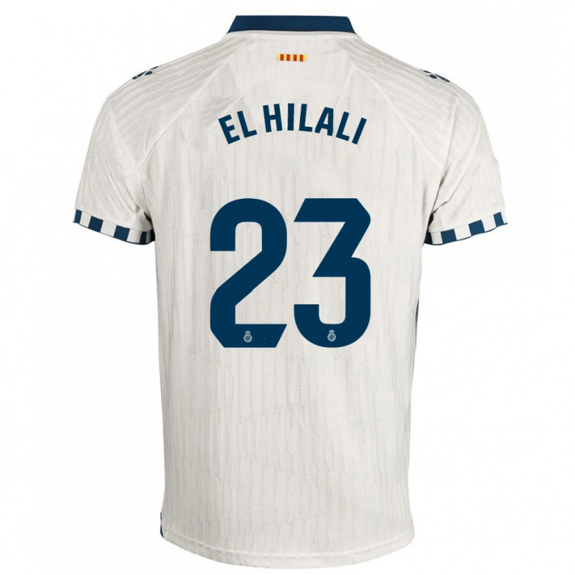 Danxen Mænd Omar El Hilali #23 Hvid Blå Udebane Spillertrøjer 2025/26 Trøje T-Shirt