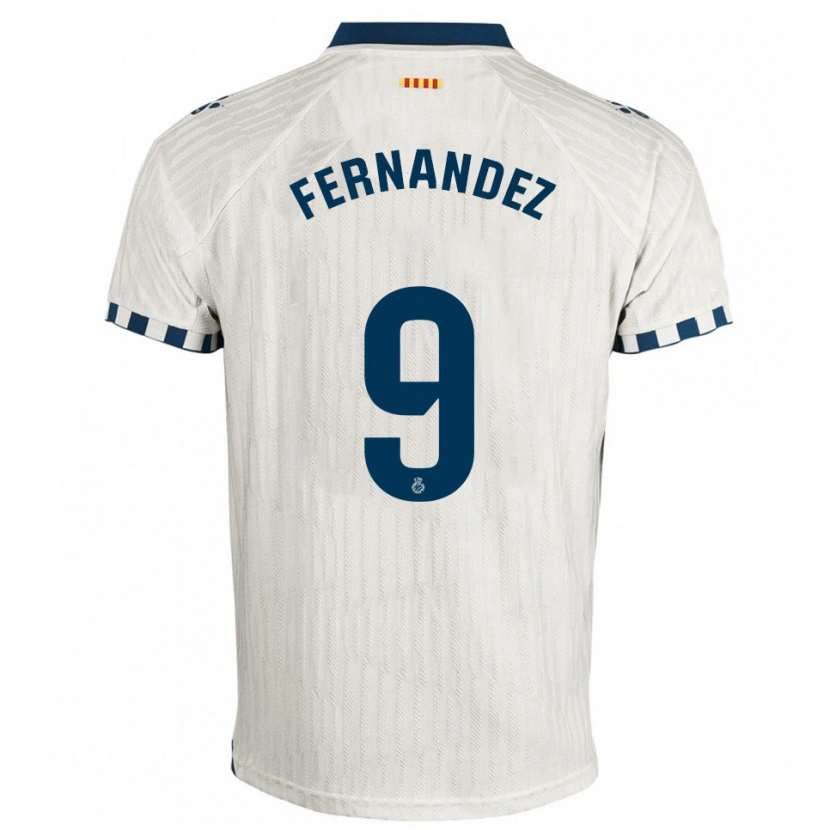 Danxen Mænd Roberto Fernández #9 Hvid Blå Udebane Spillertrøjer 2025/26 Trøje T-Shirt