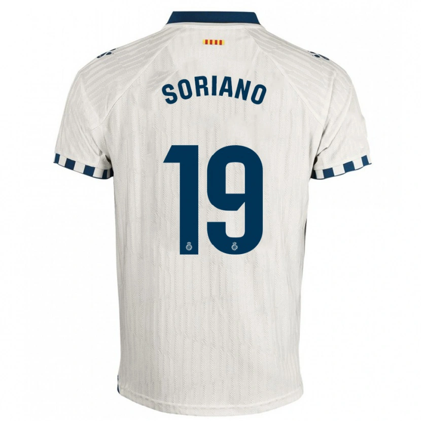 Danxen Mænd Aarón Soriano #19 Hvid Blå Udebane Spillertrøjer 2025/26 Trøje T-Shirt