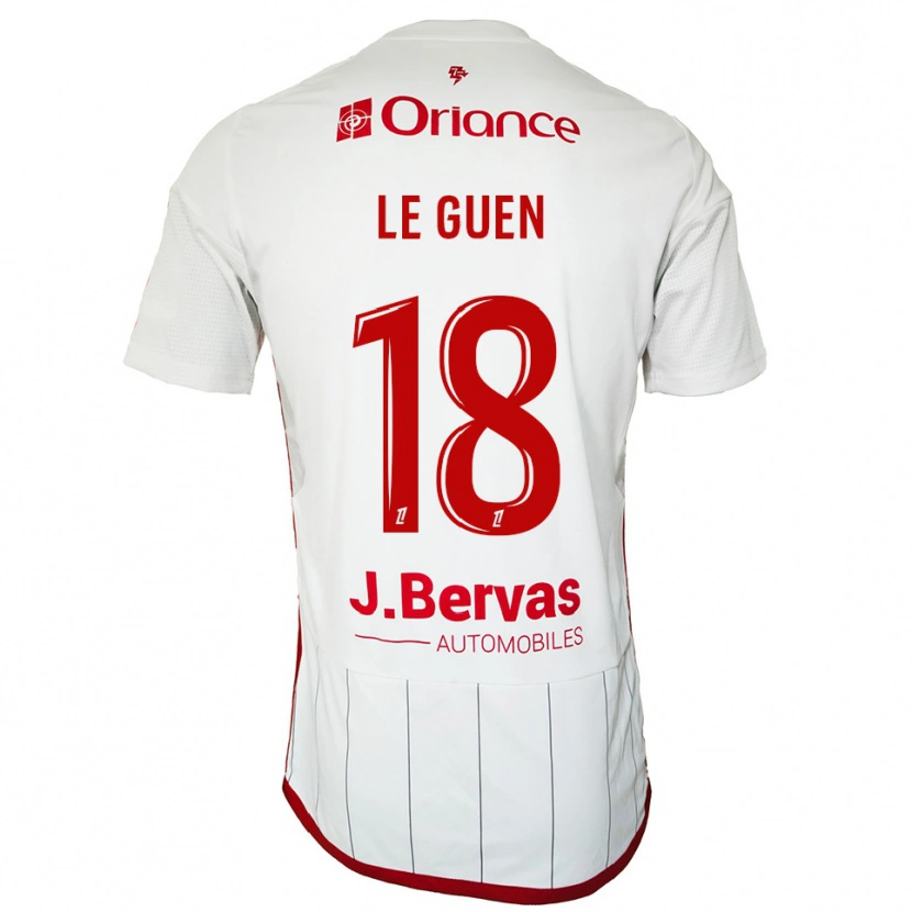 Danxen Mænd Raphaël Le Guen #18 Hvid Rød Udebane Spillertrøjer 2025/26 Trøje T-Shirt