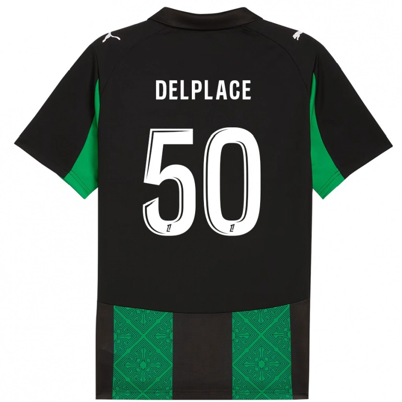 Danxen Mænd Adam Delplace #50 Sort Grøn Udebane Spillertrøjer 2025/26 Trøje T-Shirt