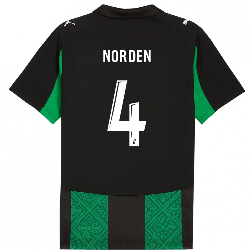 Danxen Mænd Doreen Norden #4 Sort Grøn Udebane Spillertrøjer 2025/26 Trøje T-Shirt