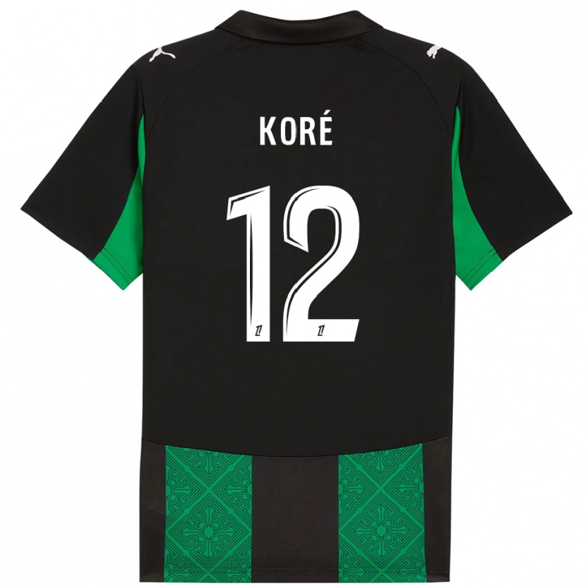 Danxen Mænd Mathis Koré #12 Sort Grøn Udebane Spillertrøjer 2025/26 Trøje T-Shirt
