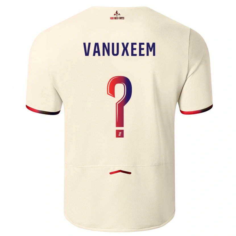 Danxen Mænd Joséphine Vanuxeem #0 Off-White Rød Udebane Spillertrøjer 2025/26 Trøje T-Shirt