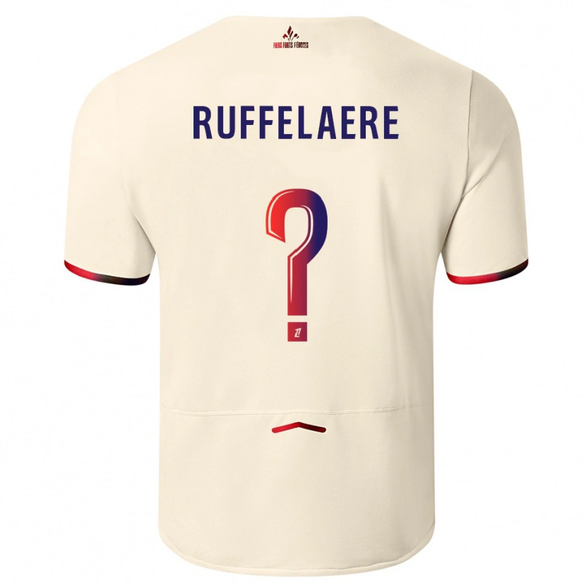 Danxen Mænd Perrine Ruffelaere #0 Off-White Rød Udebane Spillertrøjer 2025/26 Trøje T-Shirt