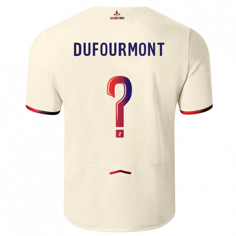 Danxen Mænd Eléa Dufourmont #0 Off-White Rød Udebane Spillertrøjer 2025/26 Trøje T-Shirt
