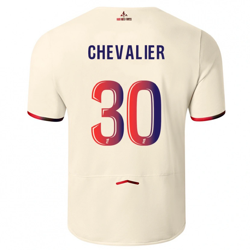 Danxen Mænd Lucas Chevalier #30 Off-White Rød Udebane Spillertrøjer 2025/26 Trøje T-Shirt