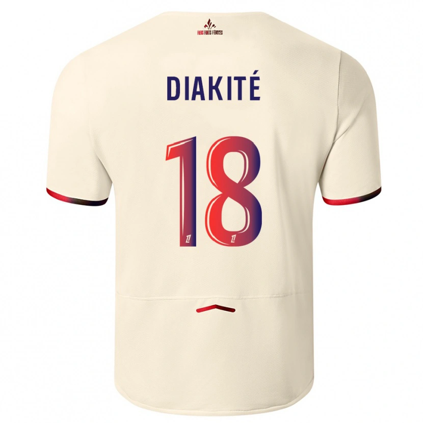 Danxen Mænd Bafodé Diakité #18 Off-White Rød Udebane Spillertrøjer 2025/26 Trøje T-Shirt