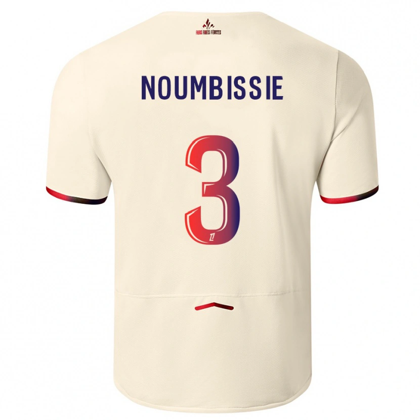 Danxen Mænd Stéphane Noumbissie #3 Off-White Rød Udebane Spillertrøjer 2025/26 Trøje T-Shirt