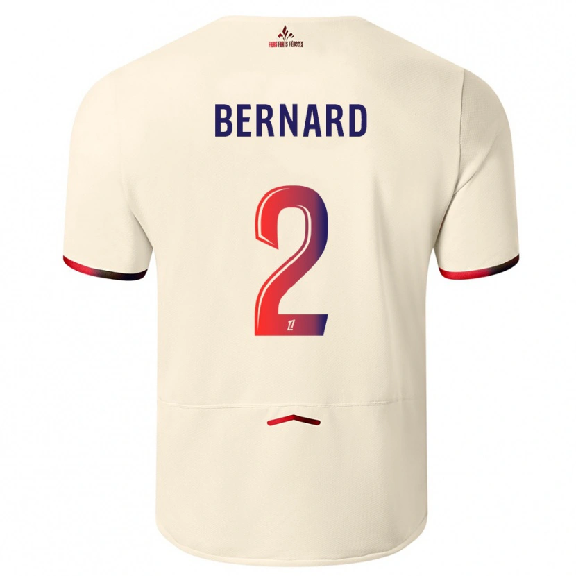 Danxen Mænd Loïk Bernard #2 Off-White Rød Udebane Spillertrøjer 2025/26 Trøje T-Shirt