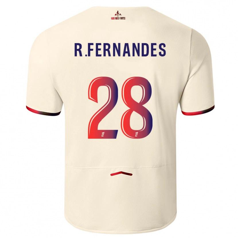 Danxen Mænd Rafael Fernandes #28 Off-White Rød Udebane Spillertrøjer 2025/26 Trøje T-Shirt