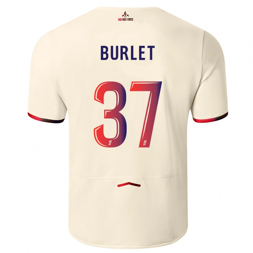 Danxen Mænd Vincent Burlet #37 Off-White Rød Udebane Spillertrøjer 2025/26 Trøje T-Shirt