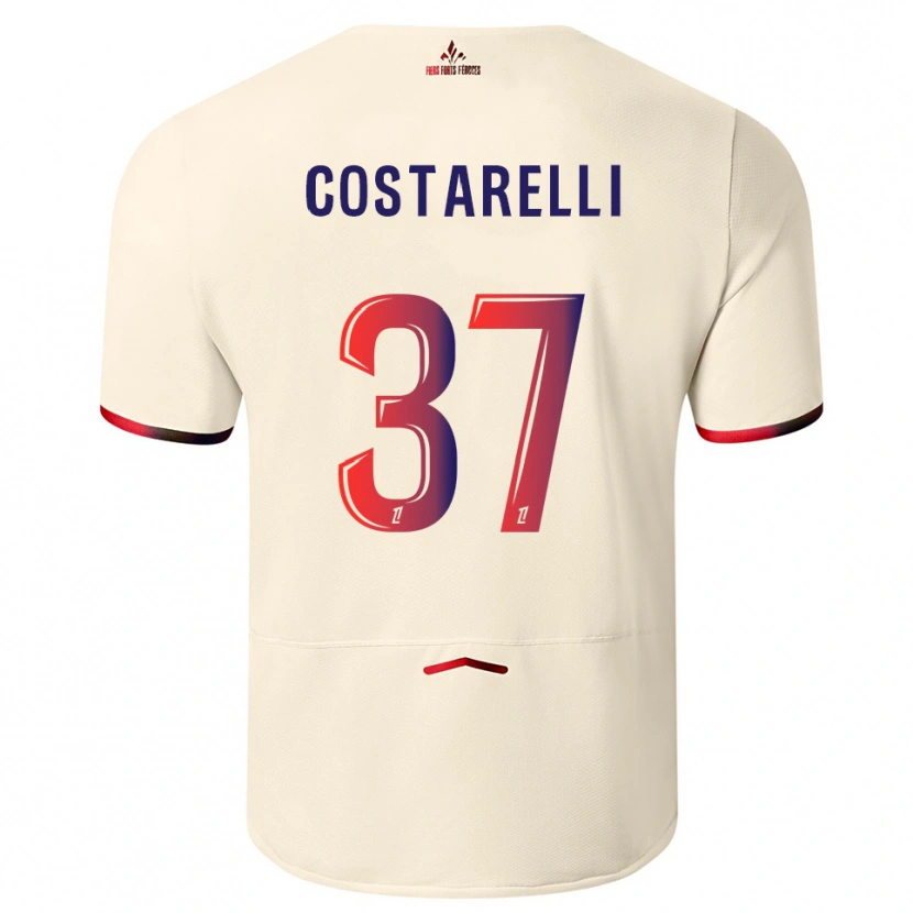 Danxen Mænd Morgan Costarelli #37 Off-White Rød Udebane Spillertrøjer 2025/26 Trøje T-Shirt