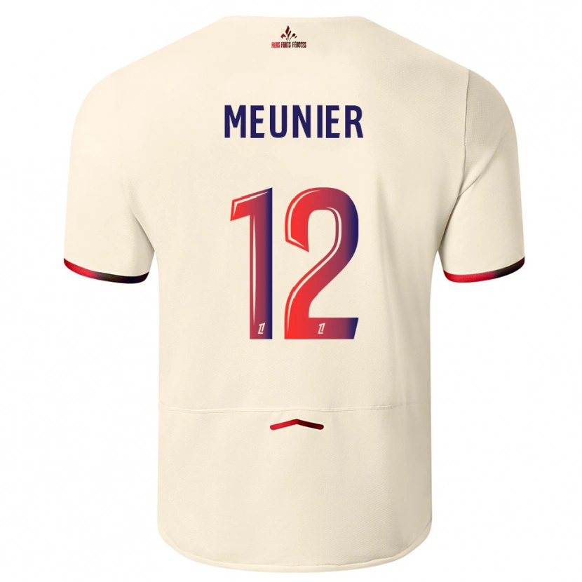 Danxen Mænd Thomas Meunier #12 Off-White Rød Udebane Spillertrøjer 2025/26 Trøje T-Shirt