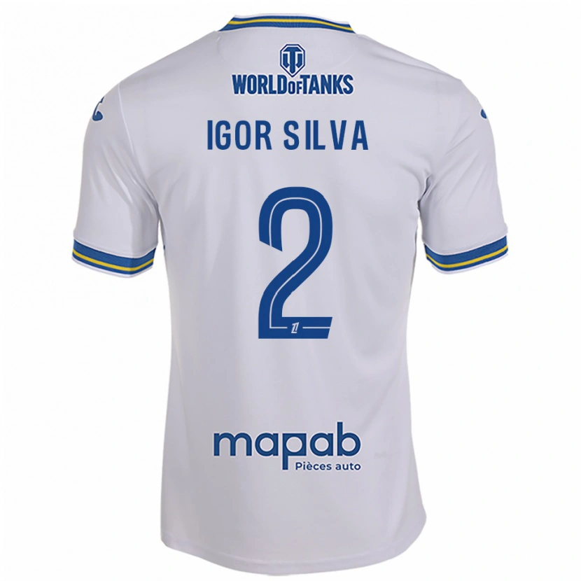 Danxen Mænd Igor Silva #2 Hvid Himmelblå Udebane Spillertrøjer 2025/26 Trøje T-Shirt