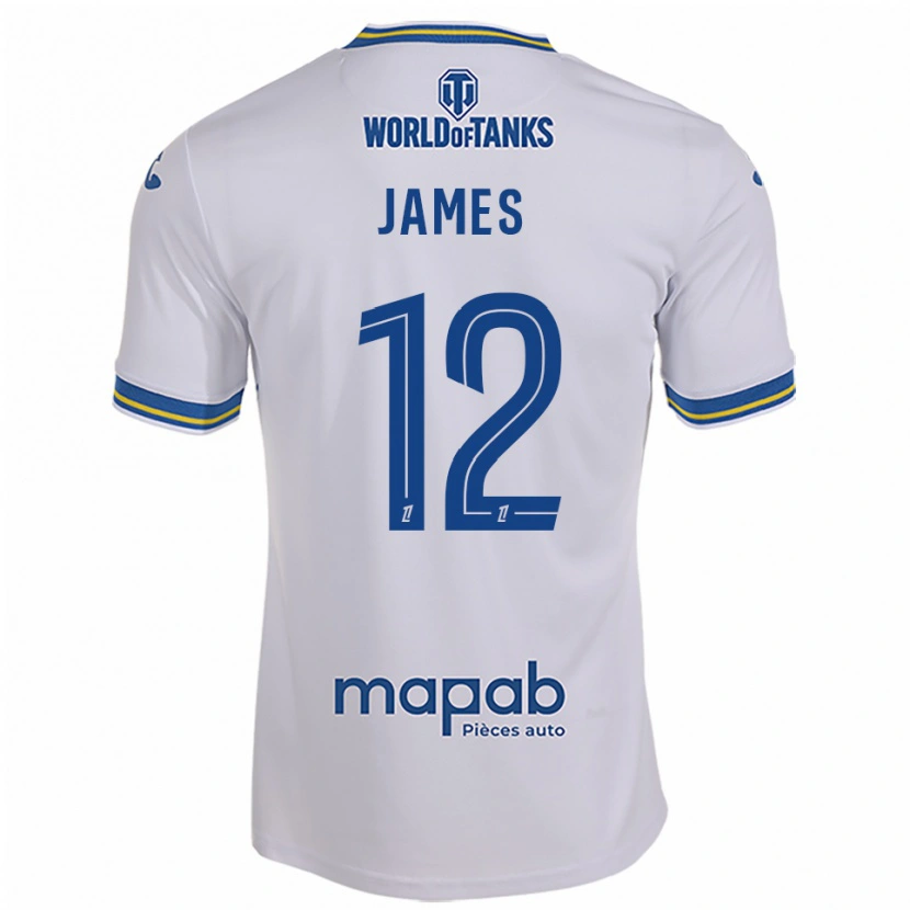 Danxen Mænd Isaac James #12 Hvid Himmelblå Udebane Spillertrøjer 2025/26 Trøje T-Shirt