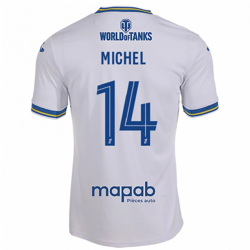 Danxen Mænd Raphaël Michel #14 Hvid Himmelblå Udebane Spillertrøjer 2025/26 Trøje T-Shirt