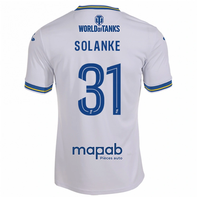 Danxen Mænd Ade Solanke #31 Hvid Himmelblå Udebane Spillertrøjer 2025/26 Trøje T-Shirt