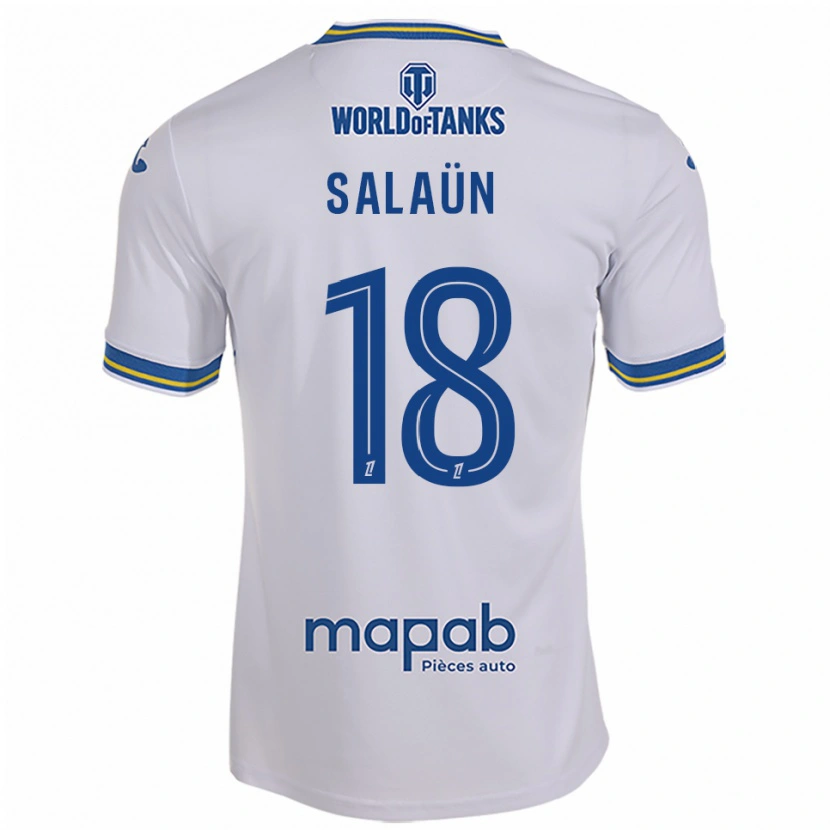 Danxen Mænd Elody Salaün #18 Hvid Himmelblå Udebane Spillertrøjer 2025/26 Trøje T-Shirt
