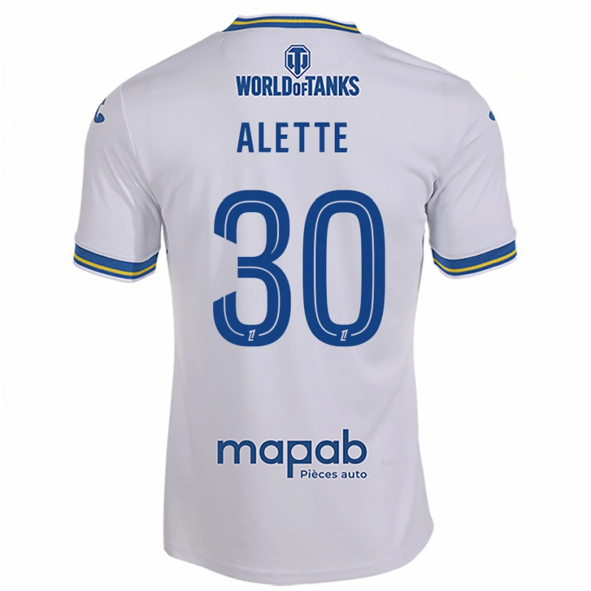Danxen Mænd Gaël Alette #30 Hvid Himmelblå Udebane Spillertrøjer 2025/26 Trøje T-Shirt