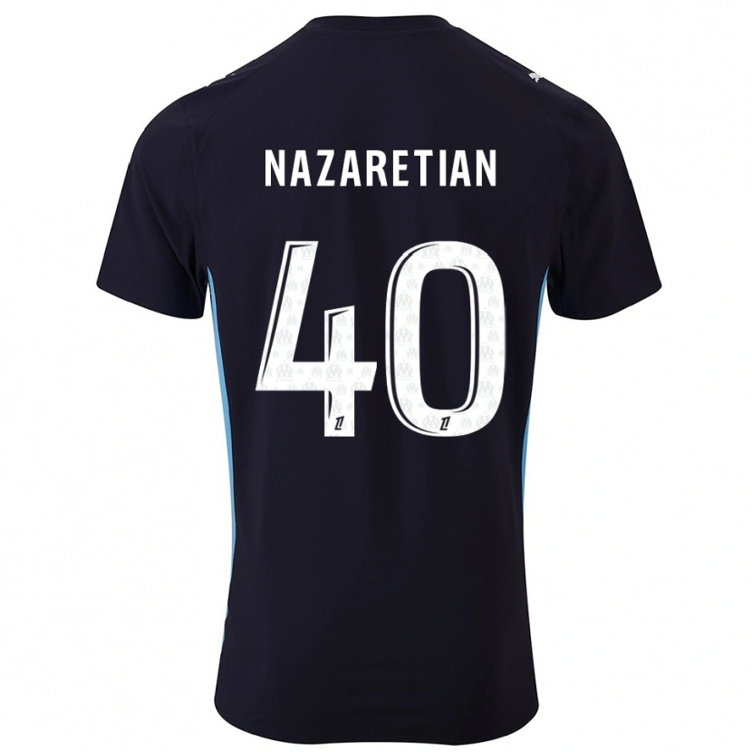 Danxen Mænd Manuel Nazaretian #40 Sort Himmelblå Udebane Spillertrøjer 2025/26 Trøje T-Shirt