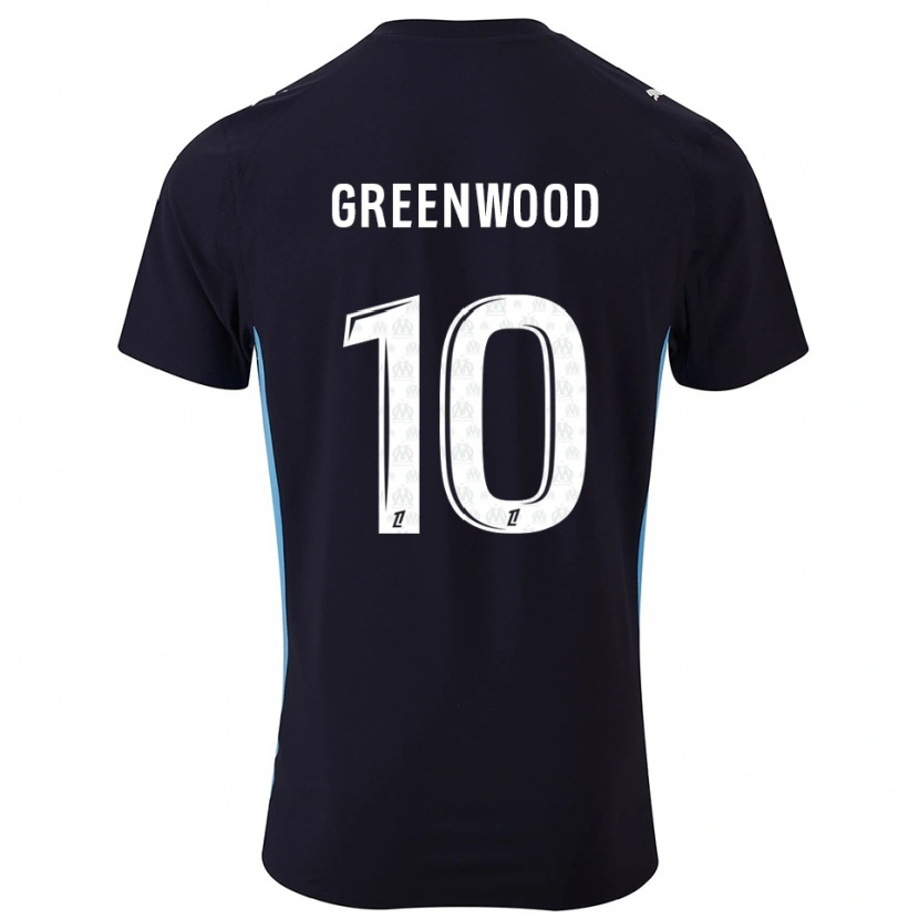 Danxen Mænd Mason Greenwood #10 Sort Himmelblå Udebane Spillertrøjer 2025/26 Trøje T-Shirt