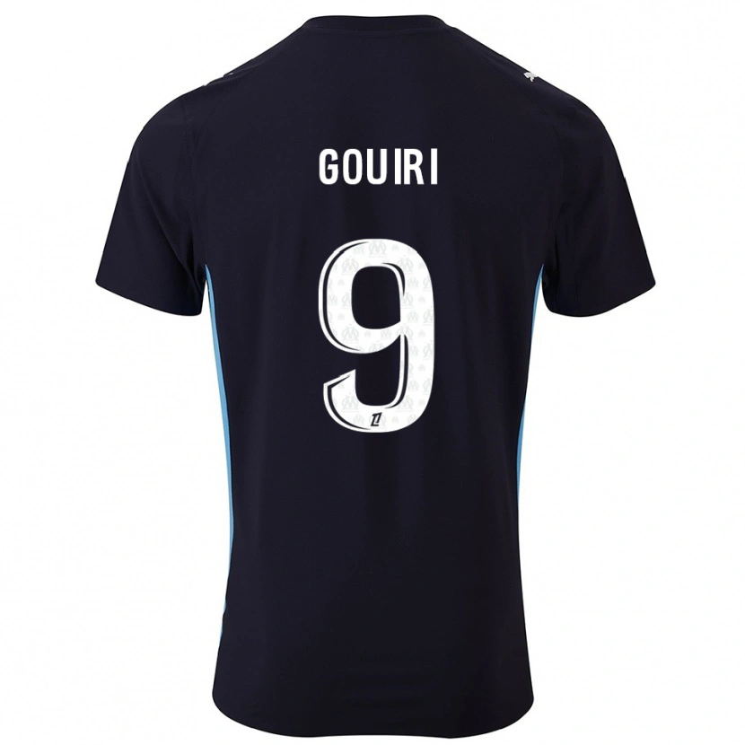 Danxen Mænd Amine Gouiri #9 Sort Himmelblå Udebane Spillertrøjer 2025/26 Trøje T-Shirt