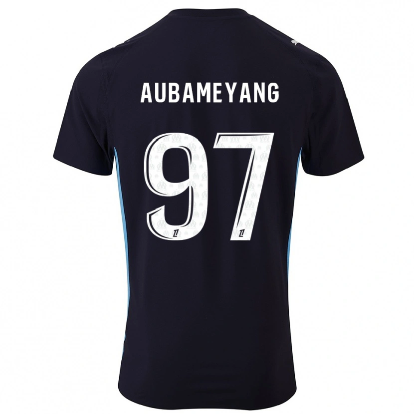 Danxen Mænd Pierre-Emerick Aubameyang #97 Sort Himmelblå Udebane Spillertrøjer 2025/26 Trøje T-Shirt